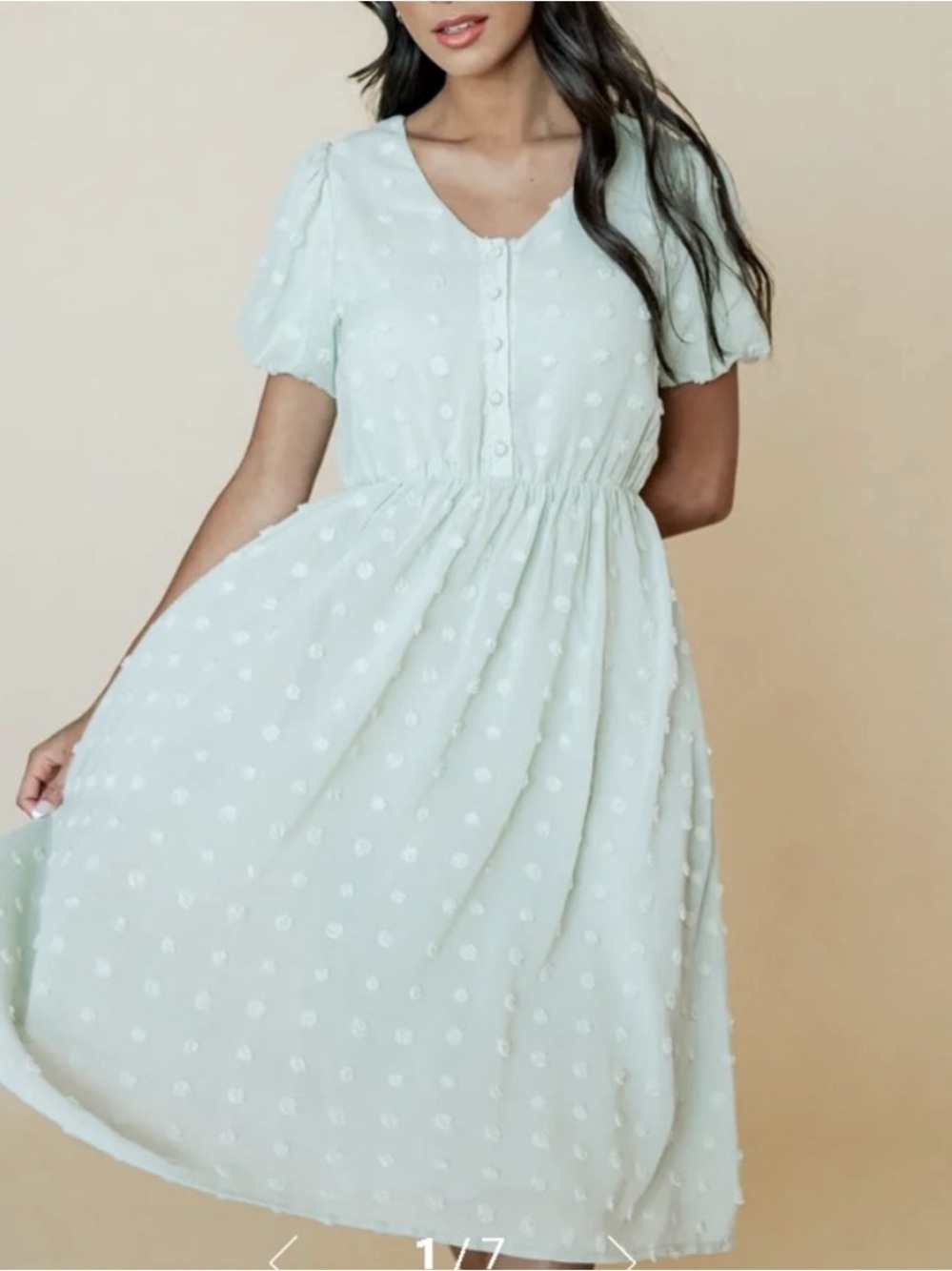 Baltic Born Sage Green Swiss Dot Midi Dress Fully Lined Coquette Girl Boho- S